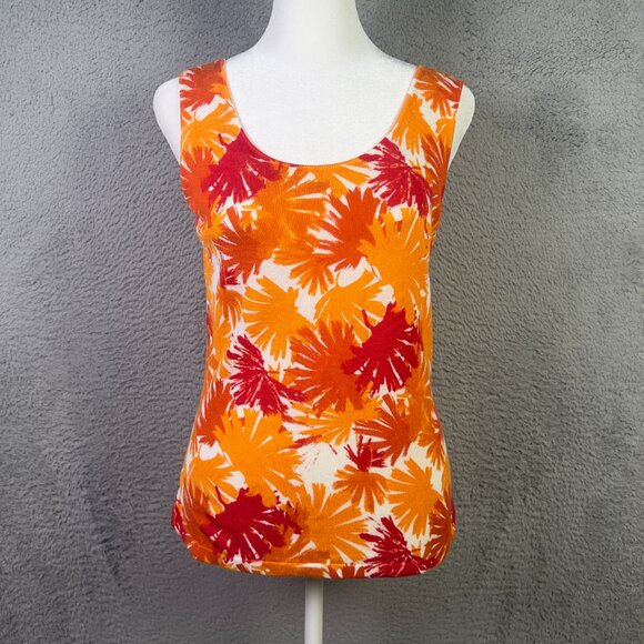 Lafayette 148 NY Cardigan Sweater Top Set Womens Small Orange Fall Leaves Button - Picture 5 of 13